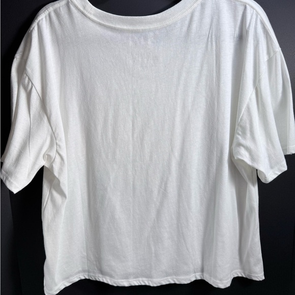 White and Pink Rose Embroidered Women's T-shirt Top - Picture 6 of 6